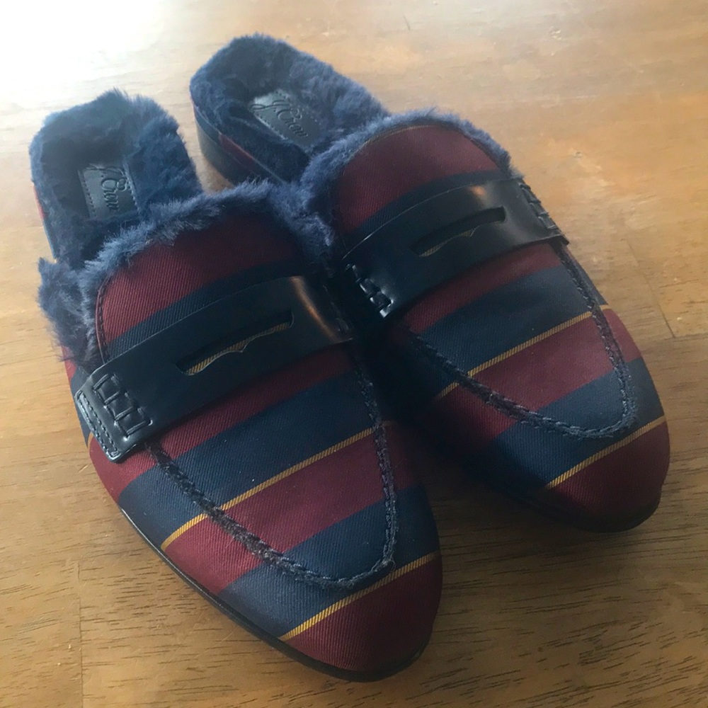 J Crew Striped Loafer Mules